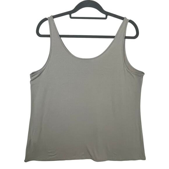 J Jill Wearever Tank Top 2X Beige Taupe Scoop Neck Stretch Soft Travel Lounge - Picture 3 of 11